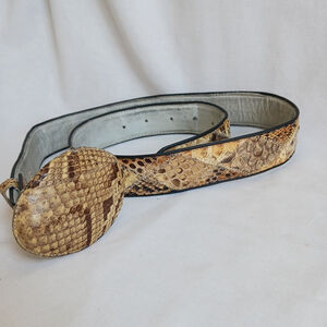Vintage Genuine Python Skin Patchwork Belt Cowboy Southwest